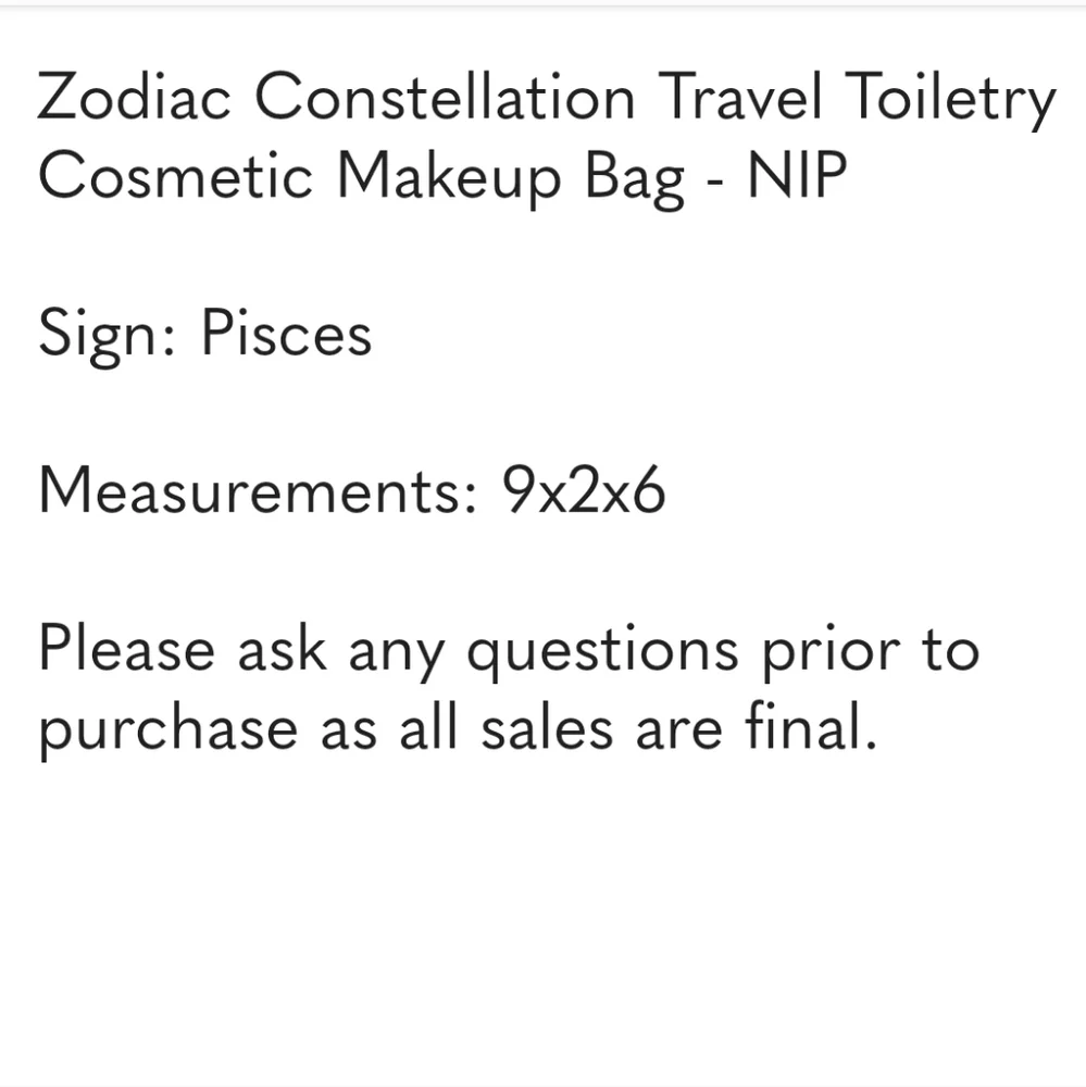 Zodiac Constellation Travel Toiletry Cosmetic Makeup Bag - NIP
